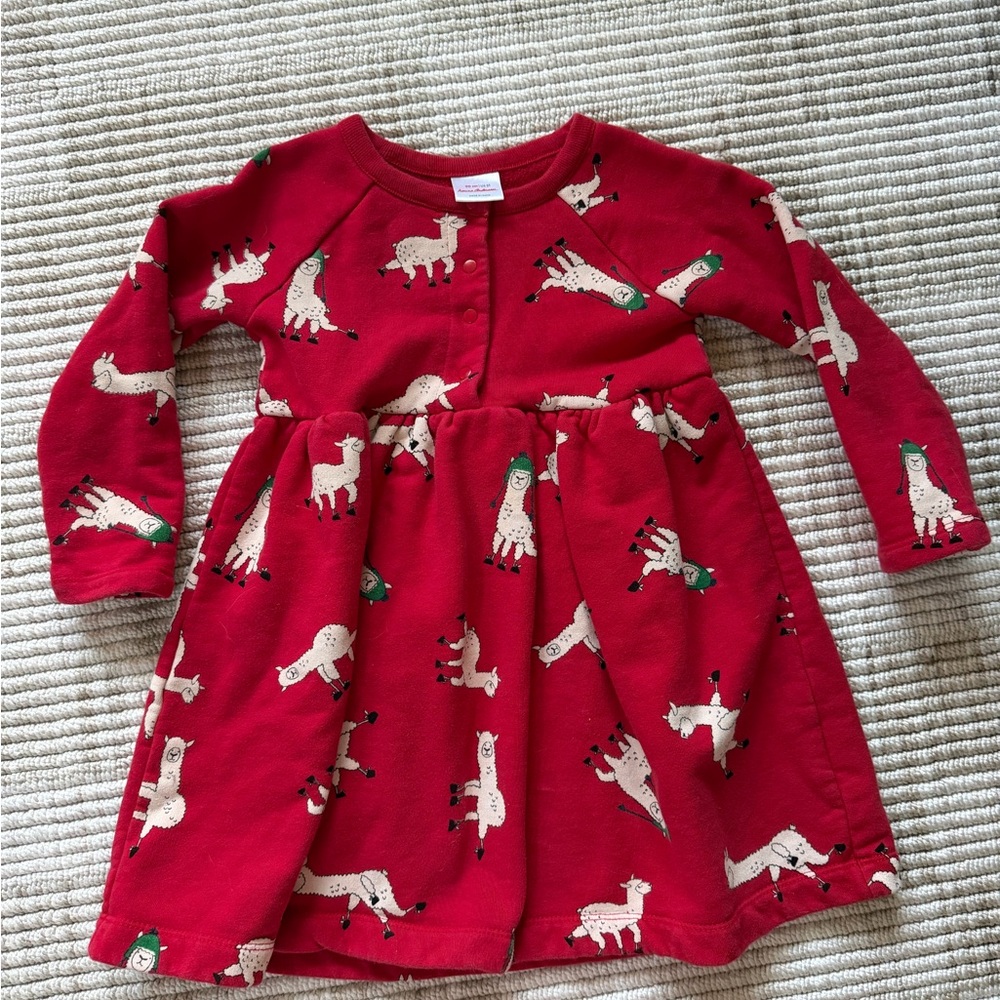 Hanna Andersson Red Dress with Llama Design